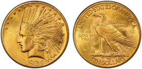 UNITED STATES: AV 10 dollars, 1926, KM-125, Indian Head - With Motto type gold 'eagle', a lovely lustrous example! PCGS graded MS63, ex Marcel Hoessly...