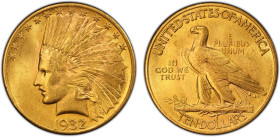 UNITED STATES: AV 10 dollars, 1932, KM-125, Indian Head - With Motto type gold 'eagle', a lovely lustrous example! PCGS graded MS63, ex Marcel Hoessly...