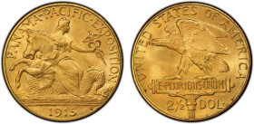 UNITED STATES: AV 21/2 dollars, 1915-S, KM-137, Panama-Pacific Commemorative, a fantastic lustrous example! PCGS graded MS66, S. The Panama Canal, whi...