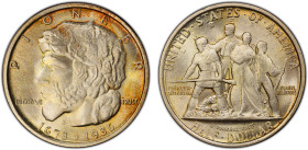 UNITED STATES: AR 50 cents, 1936, KM-180, Elgin Centennial Commemorative, an incredible lightly toned example! PCGS graded MS67, ex Marcel Hoessly Col...