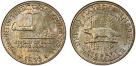 UNITED STATES: AR 50 cents, 1936, KM-188, Wisconsin Centennial Commemorative, an incredible lightly toned example! PCGS graded MS67, ex Marcel Hoessly...