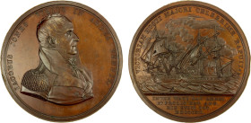 UNITED STATES: AE medal, 1812, Julian-NA-13, 65mm bronze medal by Moritz Furst for the Victory of Captain Jacob Jones in the Naval Battle of the USS W...