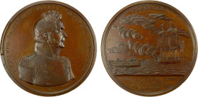 UNITED STATES: AE medal, 1812, Julian-NA-4, 65mm bronze medal by Moritz Fürst for the Victory of Captain William Bainbridge in the Naval Battle of the...