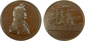 UNITED STATES: AE medal, 1813, Julian-NA-16, 65mm bronze medal by Moritz Fürst for the Victory of Lieutenant Edward McCall in the Naval Battle of the ...