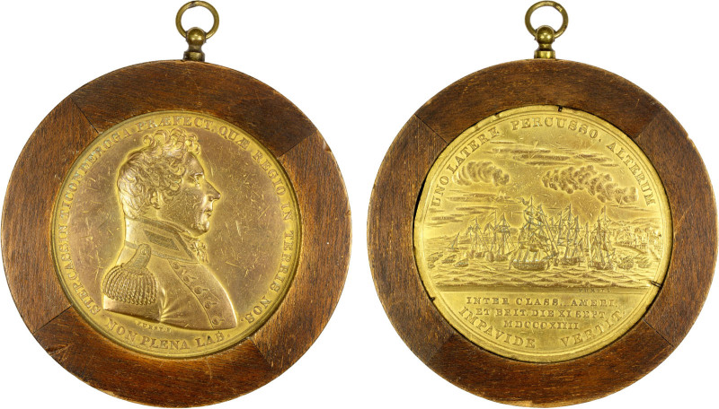 UNITED STATES: gilt AE medal, 1813, Julian-NA-8, 65mm gilt bronze medal by Morit...