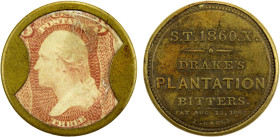 UNITED STATES: 3 cent encased postage, ND (1863), HB-101, EP-42, Drake's Plantation Bitters, New York, New York, mica is crazed, average rose Scott-65...
