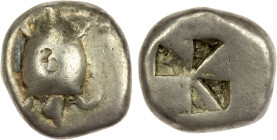 AEGINA: AR stater (12.03g), ca. 525-480 BC, HGC-6/429, Meadows Aegina Group IIb, sea turtle // incuse square with mill-sail pattern, banker's mark on ...