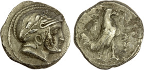 BACTRIA: Sophytes, ca. 305-294 BC, AR drachm (3.08g), Bop-3A, SNG ANS-21, helmeted male head right // cockerel standing right, kerykeion to left, [ΣOΦ...
