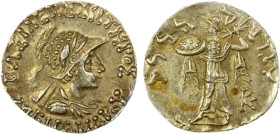 BACTRIA: Menander I, ca. 155-130 BC, AR drachm (2.46g), Bop-16E, helmeted bust right // Athena Alkidemos standing, holding shield & thunderbolt, lustr...
