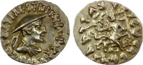 BACTRIA: Antialkides, ca. 115-95 BC, AR drachm (2.43g), Bop-13D, diademed bust of the king, wearing kausia // Zeus enthroned, elephant protome to the ...