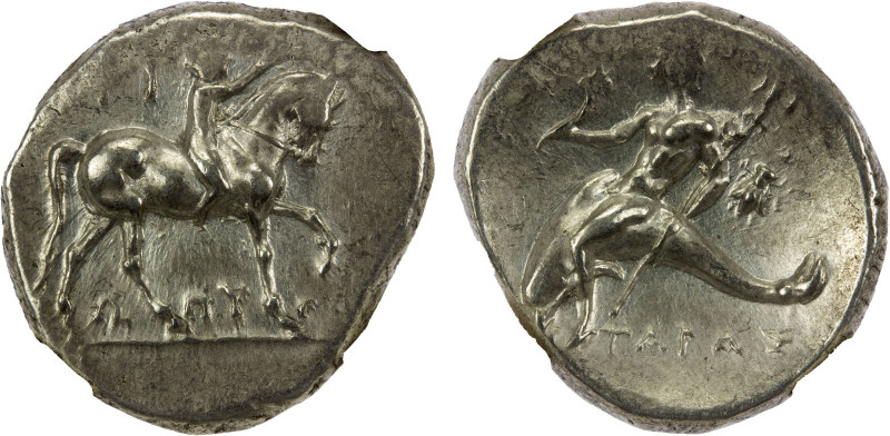 CALABRIA: Tarentum, AR nomos (didrachm) (6.52g), ca. 281-240 BC, HNI-1029, Vlast...