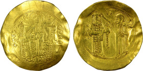 BYZANTINE EMPIRE: John II Comnenus, 1118-1143, AV hyperpyron (4.29g), Constantinople, S-1940, Christ enthroned, with legend +KERONΘEI around // the Vi...