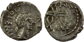 MAURETANIA: Ptolemy, 24-40, AR denarius (2.04g), Caesarea, Mazard-440, diademed and draped bust right // draped curule chair, surmounted by laurel wre...