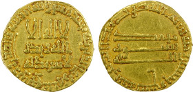 ABBASID: al-Mahdi, 775-785, AV dinar (3.93g), NM, AH159, A-214, clipped down from full weight of about 4.25g, VF.

Estimate: USD 240 - 300