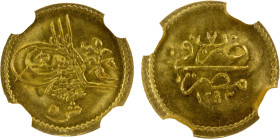 EGYPT: Abdul Hamid II, 1876-1909, AV 5 qirsh, Misr, AH1293 year 7, KM-280, lustrous! NGC graded MS64.

Estimate: USD 180 - 240