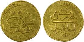 TURKEY: Mahmud I, 1730-1754, AV sultani (tek altin) (3.43g), Islambul, AH1143, KM-225, with initial unclear, Fine.

Estimate: USD 220 - 240