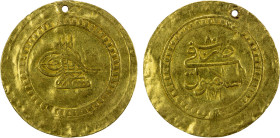 TURKEY: Mustafa III, 1757-1774, AV 11/2 altin (4.75g), Islambul, AH1171 year 8, KM-343, removed from mount, pierced, wavy surfaces, Fine.

Estimate:...