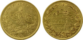 TURKEY: Abdul Mejid, 1839-1861, AV 100 kurush, Kostantiniye, AH1255 year 15, KM-679, VF.

Estimate: USD 450 - 500