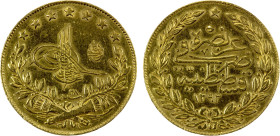 TURKEY: Abdul Hamid II, 1876-1909, AV 100 kurush, Kostantiniye, AH1293 year 28, KM-730, polished, EF.

Estimate: USD 450 - 500