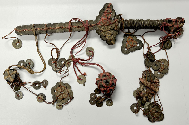 CHINA: Cash Coin Sword, made of approximately 100 coins and likely sewn together...