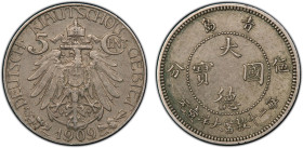 KIAUCHAU: Wilhelm II, 1898-1914, 5 cents, 1909, KM-1, Deutsche Kiautschou Gebiet // Chinese inscription dà dé guó bao at center, qing dao above, an at...