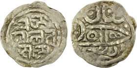 LADAKH: AR ja'u (1.73g), "Butan", ND (1842-1850), KM-7.3, in the name of Raja Gulab Singh of Jammu, lazy "8" on katar blade, lovely strike on a broad ...