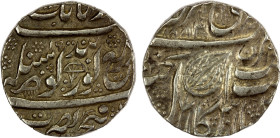 SIKH EMPIRE: AR gobindshahi rupee (11.10g), Amritsar, VS1900, KM-21.2. Herrli-01.22.04, VS1884 series; "parachute" symbol in obverse center, strong EF...