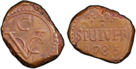 CEYLON (DUTCH): AE stuiver (13.76g), Colombo, 1785, KM-26, Dutch East India Company (VOC) issue, a very attractive example for type! PCGS graded AU55....