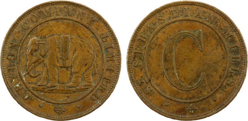 CEYLON: Ceylon Company Limited, AE 9 pence token (10.99g), ND (ca. 1866), Prid-1...