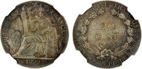 FRENCH INDOCHINA: AR 20 centimes, 1899-A, KM-10, a lovely mint state example! NGC graded MS63.

Estimate: USD 125 - 175