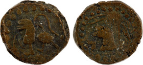 SUMATRA: Anonymous, AE unit (4.49g), ca. 11th-14th centuries, cf. Zeno-310220, lion walking left, one paw holding sword // head of lion left, umbrella...