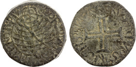 PORTUGUESE MALACCA: Manuel I, 1511-1521, tin bastardo (43.70g), SS-M06 ff, issued 1511-1515, armillary sphere // cross potent, well cast with bold lin...