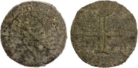 PORTUGUESE MALACCA: Manuel I, 1511-1521, tin bastardo (41.05g), SS-M13 ff, issued 1511-1515, armillary sphere // cross potent, VF, ex Akio Seki Collec...