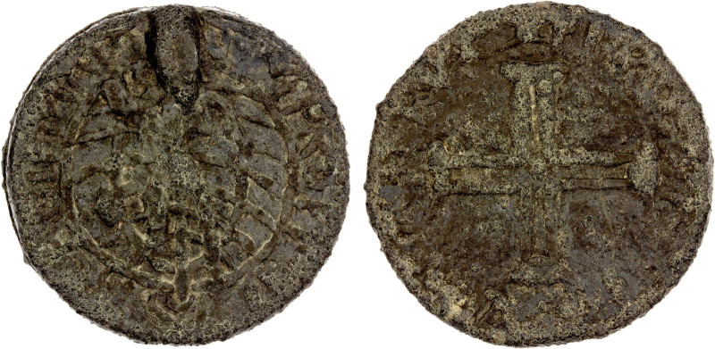 PORTUGUESE MALACCA: Manuel I, 1511-1521, tin bastardo (40.57g), SS-M16 ff, issue...
