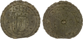 PORTUGUESE MALACCA: Sebastião, 1557-1578, tin bastardo (5.55g), SS-S04, coat-of-arms flanked by dots, dotted cross above // three crossed arrows divid...