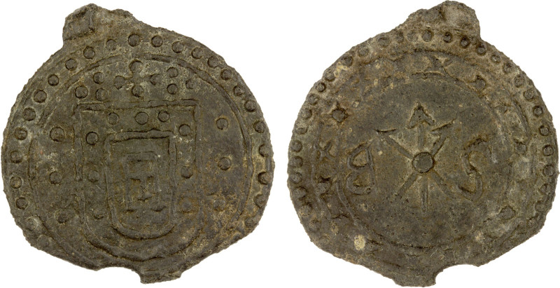 PORTUGUESE MALACCA: Sebastião, 1557-1578, tin bastardo (5.90g), SS-S04, coat-of-...