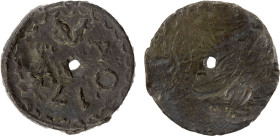 NETHERLANDS EAST INDIES: tin-lead pitje (1.38g), 1744, KM, Sc, Passon-18.1, struck in Batavia (present-day Jakarta), VOC balemark - A O 1744 around ce...