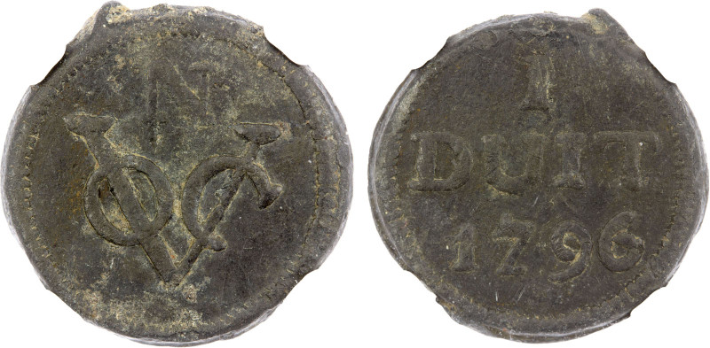 NETHERLANDS EAST INDIES: Batavian Republic, tin duit, Java, 1796, KM-179, Sc-486...