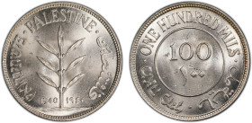 PALESTINE: British Mandate, AR 100 mils, 1940, KM-7, a wonderful quality example! PCGS graded MS64.

Estimate: USD 125 - 175