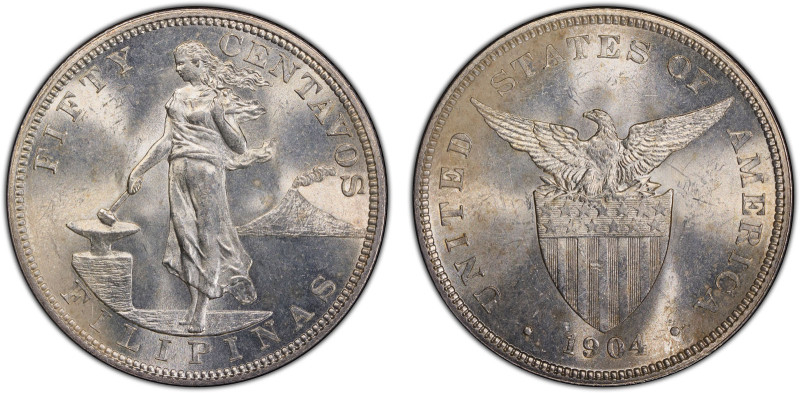 PHILIPPINES: U.S. Territory, AR 50 centavos, 1904, KM-167, Y-20, a wonderfully l...