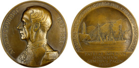 TONKIN: AE medal (142.7g), ND (ca. 1885), Ruedas-75 (Armees Coloniales), 67mm bronze Paris Mint medal on the Death of Admiral Courbet by Louis Patriar...