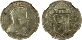 CYPRUS: Edward VII, 1901-1910, AR 9 piastres, 1907, KM-9, one-year type, cleaned, NGC graded XF details.

Estimate: USD 100 - 150