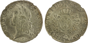 FRANCE: Louis XVI, 1774-1793, AR ecu, 1765, KM-518, Dav-A1331, Gad-322, Pau Mint, cow mintmark, usual adjustment marks, lustrous, NGC graded AU55. WIN...