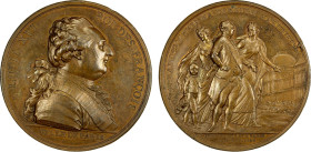 FRANCE: Louis XVI, 1774-1790, AE medal (71.64g), 1789, Hennin-63, Julius-55, cf. MdP-1-pg. 315G, 53mm bronze medal for the Arrival of the King in Pari...
