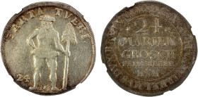 BRUNSWICK-WOLFENBÜTTEL: August Wilhelm, 1714-1731, AR 24 mariengroschen, 1715, KM-731, initials HH, beautiful multicolored toning on reverse, NGC grad...
