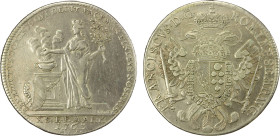 NUREMBERG (IMPERIAL CITY): AR thaler, 1763, KM-339, initials SF-ILOE, Peace of Hubertusburg, a few field marks and lightly cleaned, VF, ex Joe Sedillo...