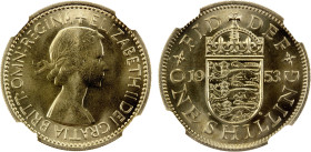 GREAT BRITAIN: Elizabeth II, 1952-2022, shilling, 1953, KM-890, English shield, one-year type, a lovely example! NGC graded MS66.

Estimate: USD 100...