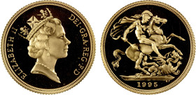 GREAT BRITAIN: Elizabeth II, 1952-2022, AV sovereign, 1995, KM-943. Fr-424, Spink-SC2, deep cameo, Proof.

Estimate: USD 450 - 500