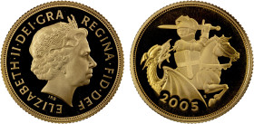 GREAT BRITAIN: Elizabeth II, 1952-2022, AV sovereign, 2005, KM-1065. Fr-482, Spink-SC6, deep cameo, one-year type, Choice Proof.

Estimate: USD 450 ...