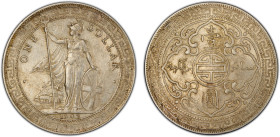 GREAT BRITAIN: AR trade dollar, 1902-B, KM-T5, struck at the Bombay Mint, India, PCGS graded AU58. The British Trade Dollar was designed by George Wil...